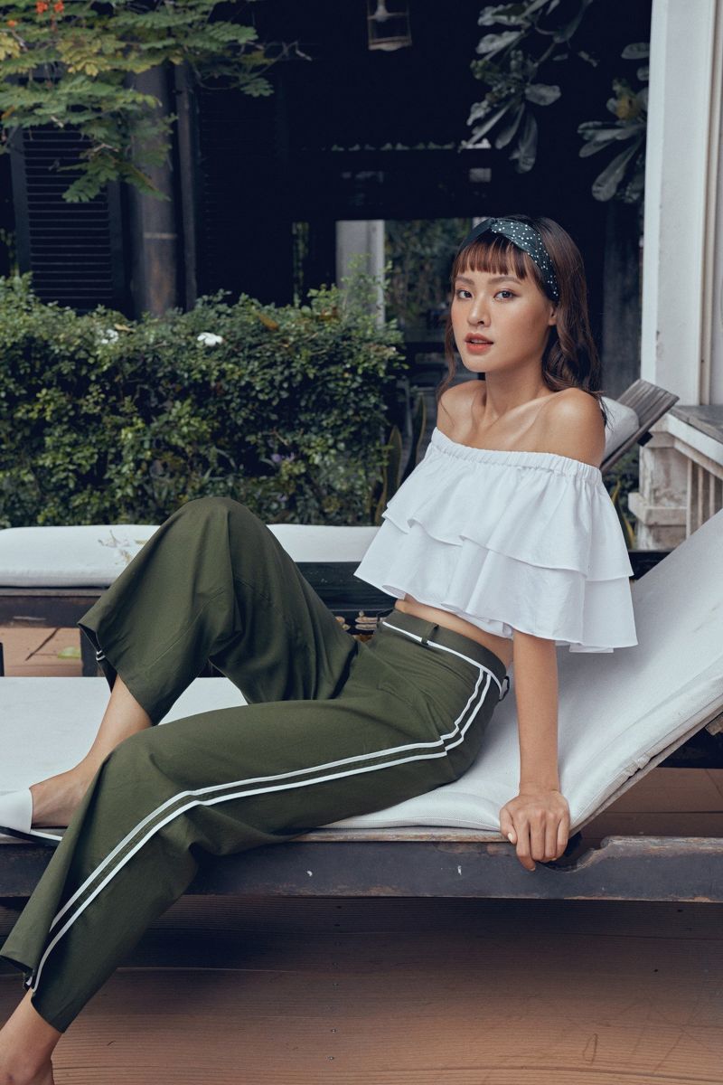 Quần cạp cao phối viền