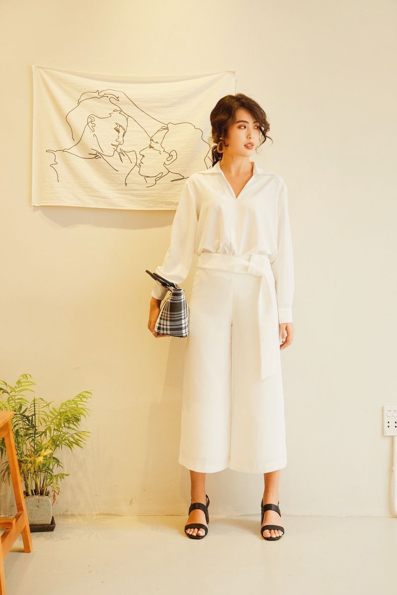 Quần culottes phối belt