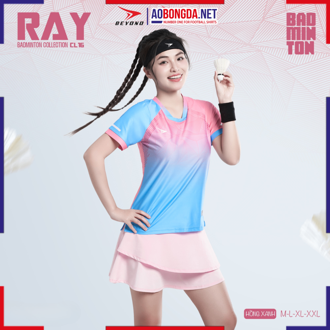 Áo Cầu Lông Beyono CL16 Nữ - Hồng Xanh - XXL