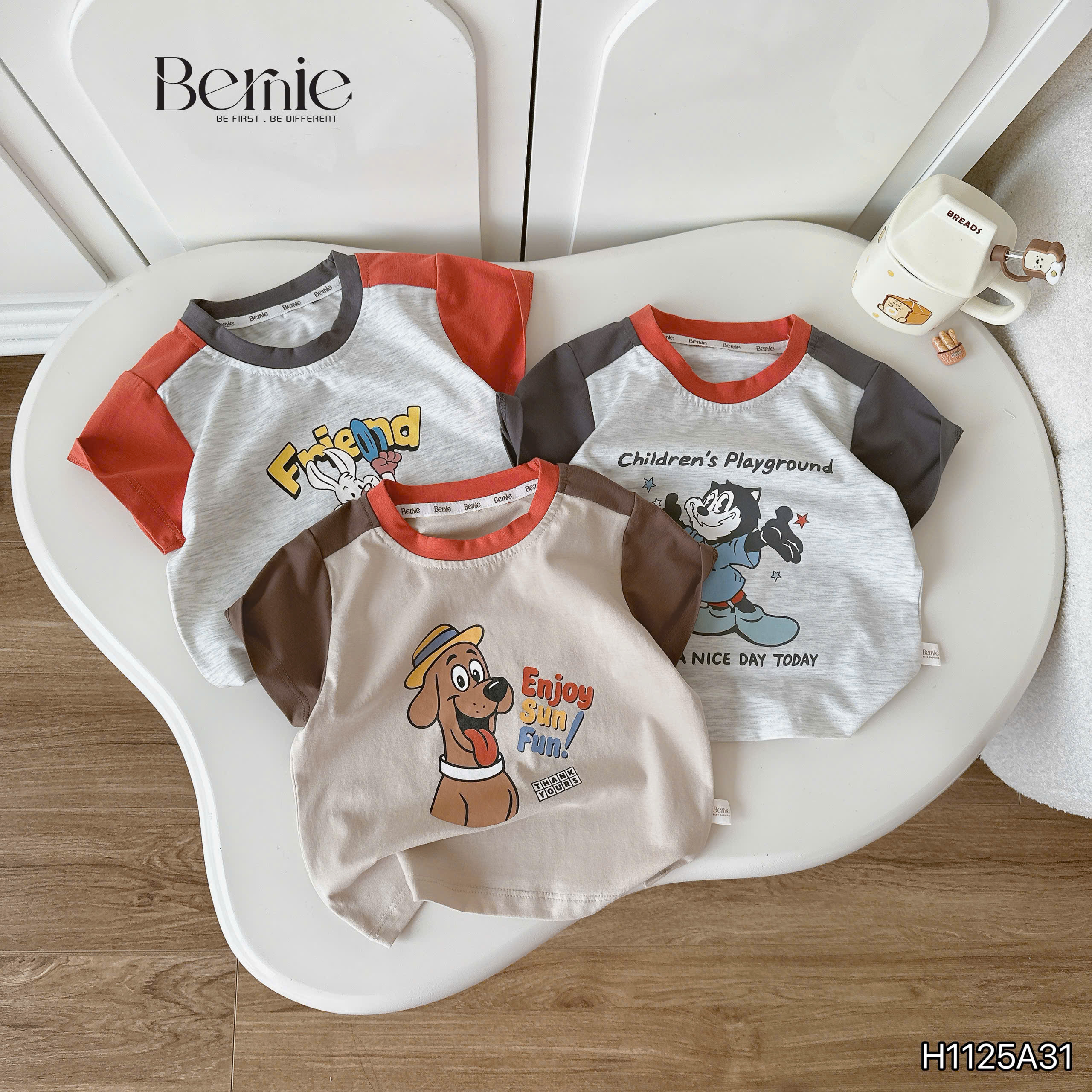 Áo cộc phối màu Happy ri7 (80-140)
