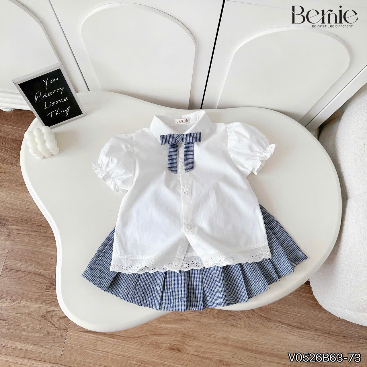 Bộ bé gái sơmi kẻ Blue School (90-140)