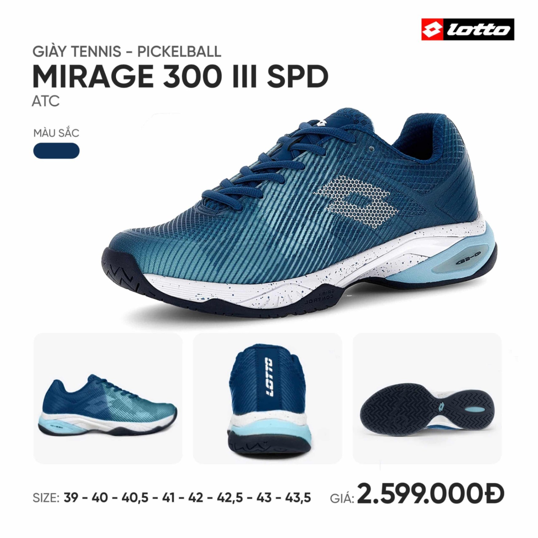 GIÀY TENNIS/ PICKLEBALL NAM LOTTO MIRAGE 300 III SPD ATC LOTTE0303N