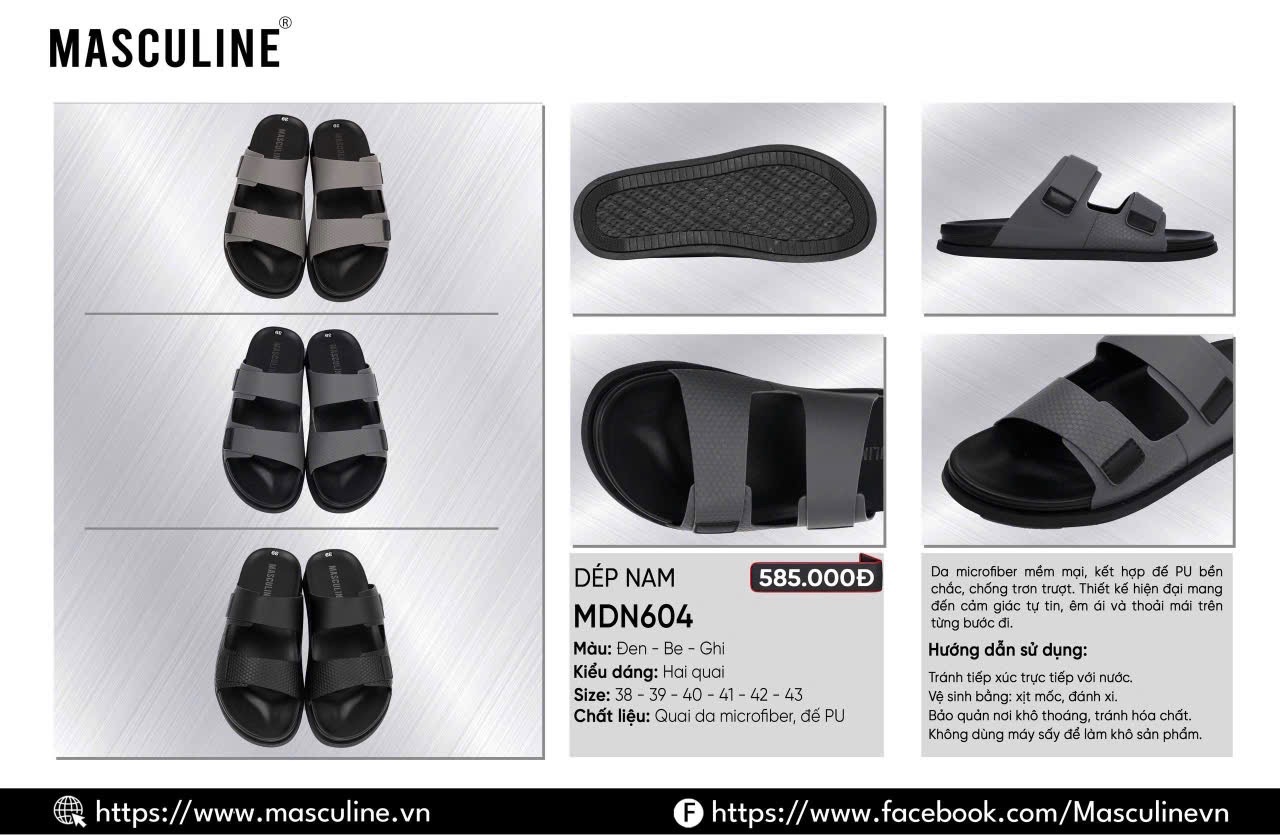 Dép nam Masculine MDN604.DEN