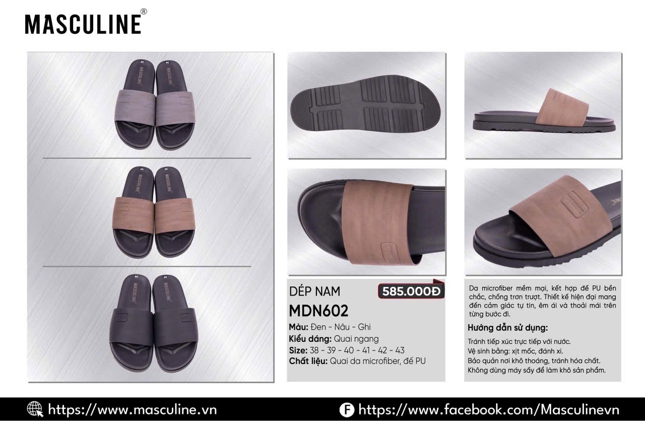 Dép nam Masculine MDN602.DEN