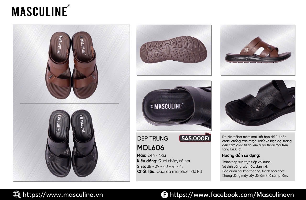 Dép nam Masculine MDL606.NAU