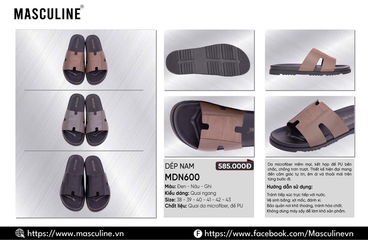 Dép nam MASCULINE MDN600.NAU