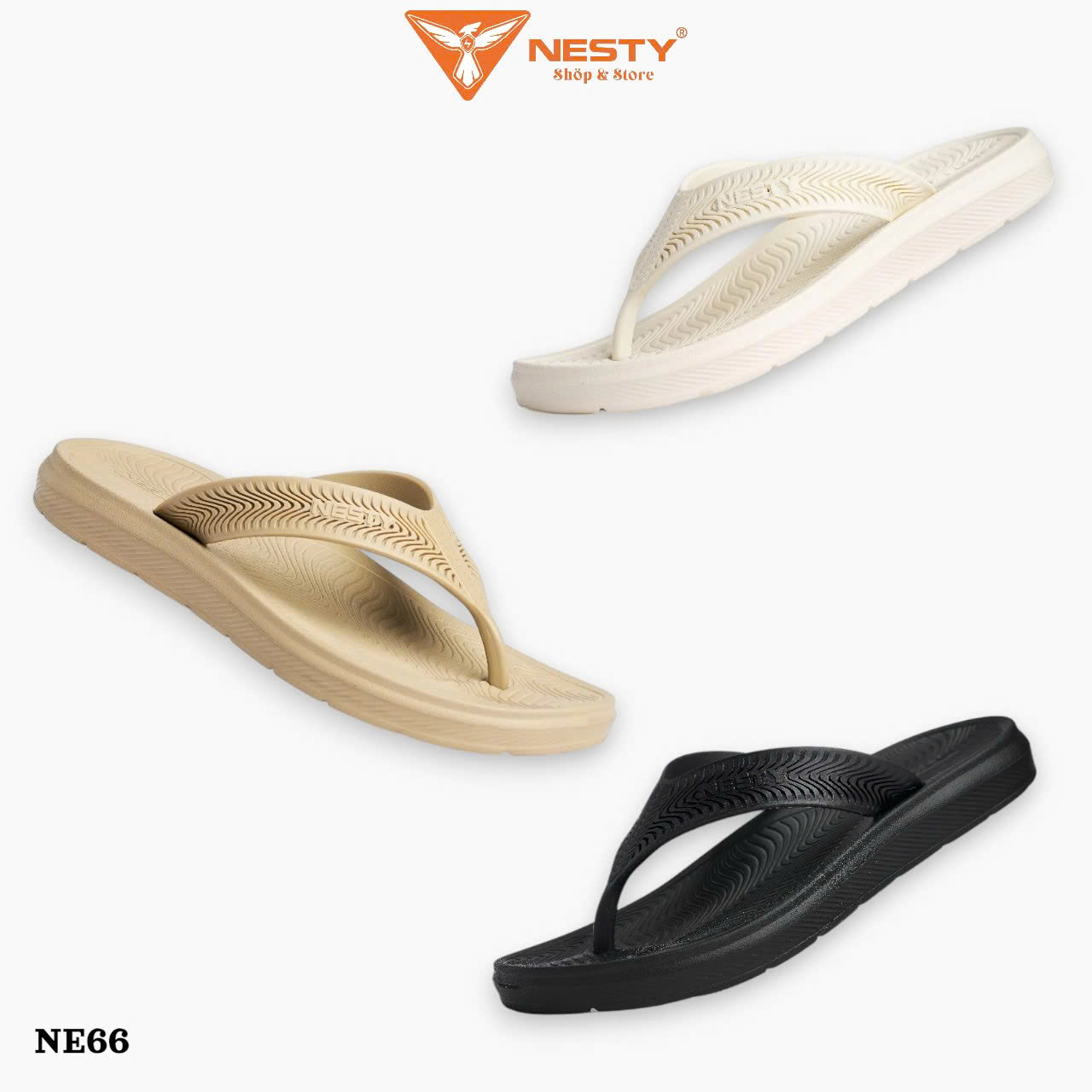 Dép kẹp NESTY siêu nhẹ - Đường vân 3D NE66.NAU
