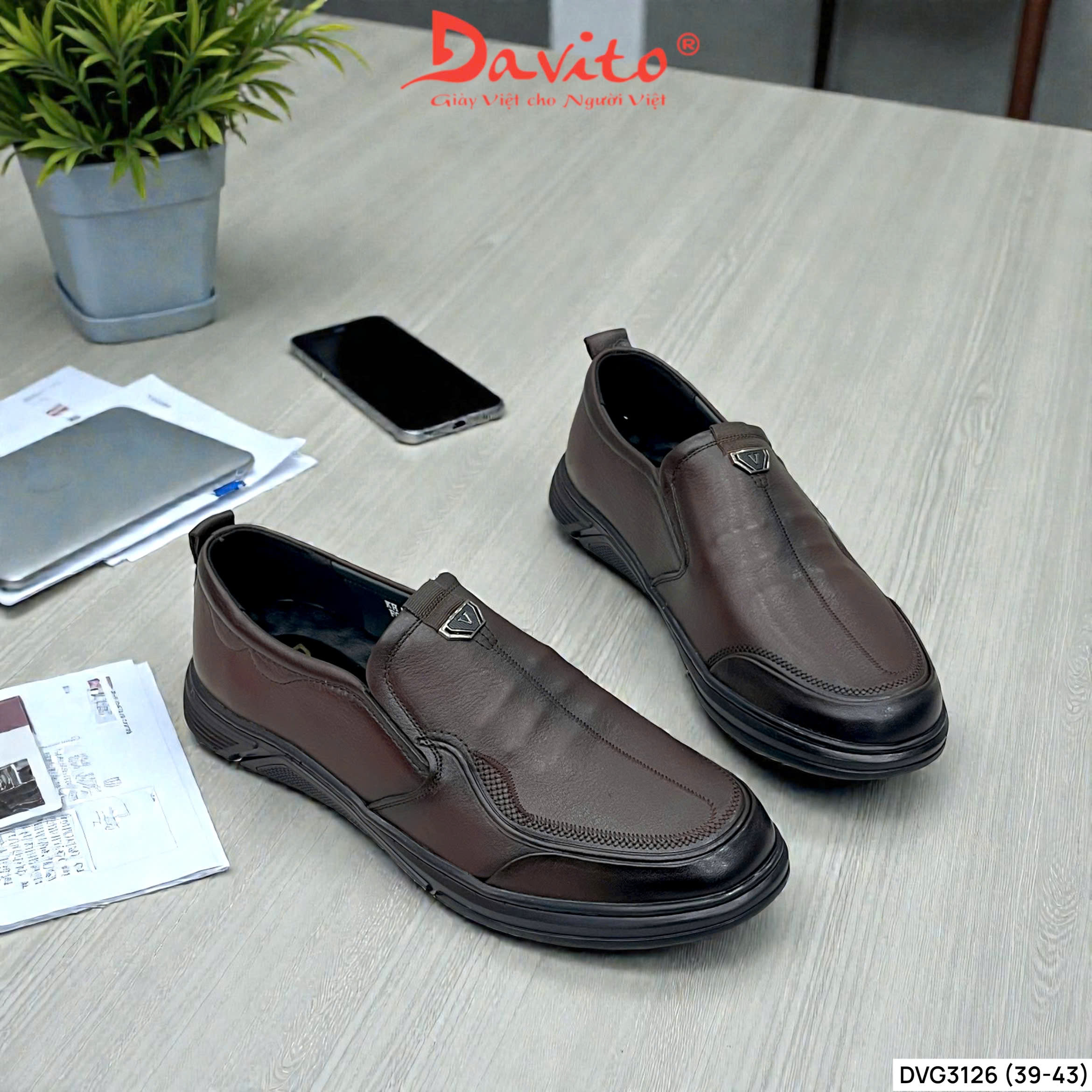 Giày da nam Davito DVG3126.NAU