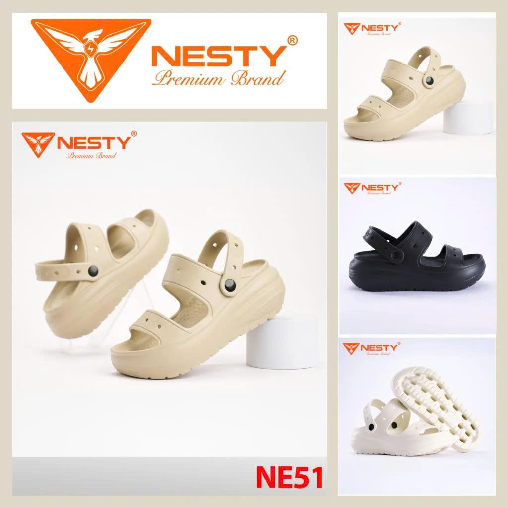 Dép sandal nữ đé cao 6cm NESTY NE51.NAU