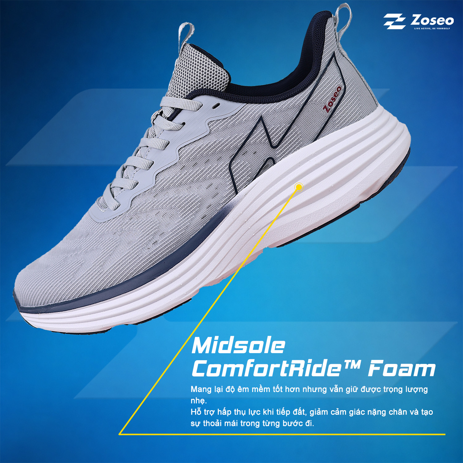 Giày chạy bộ Zoseo Airise - Grey