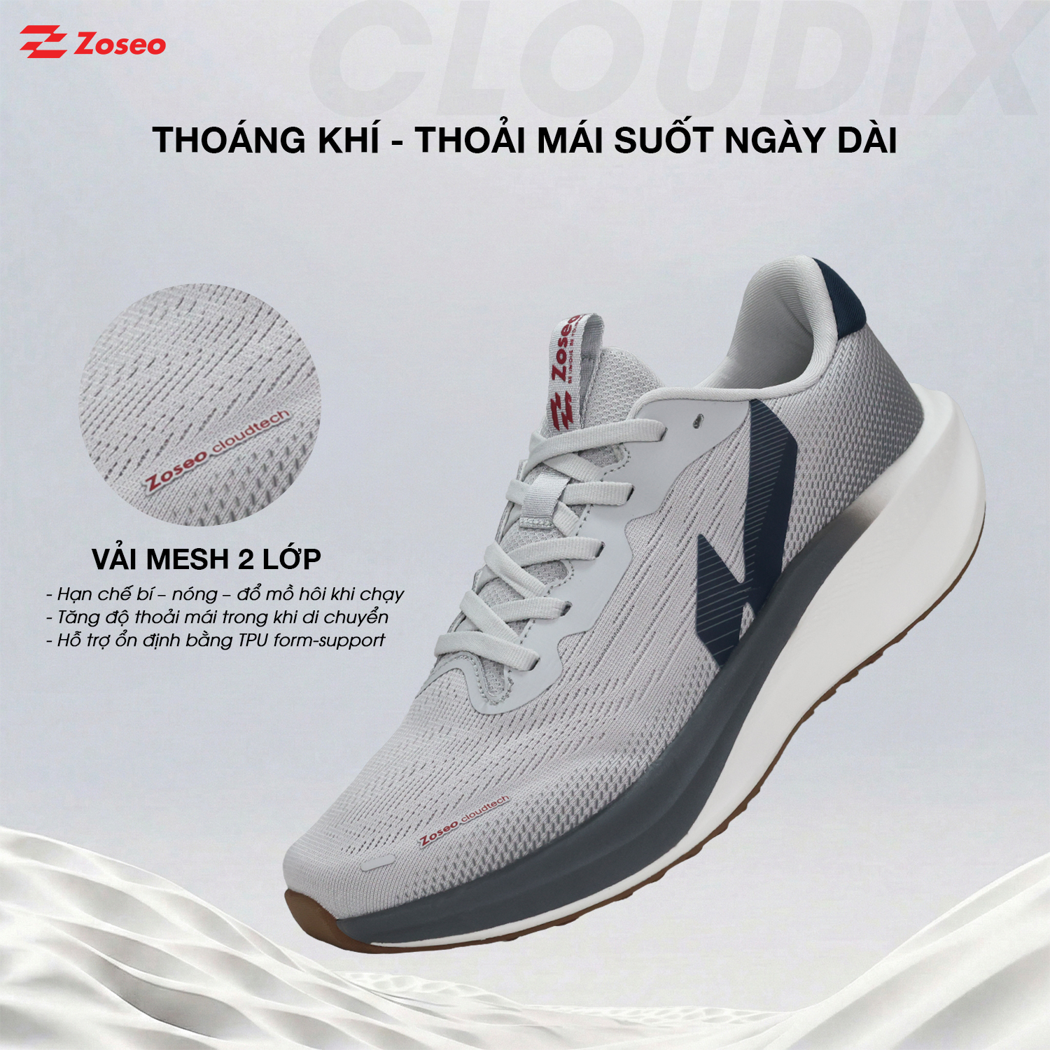 Giày thể thao nam ZOSEO CLOUDIX.XAM