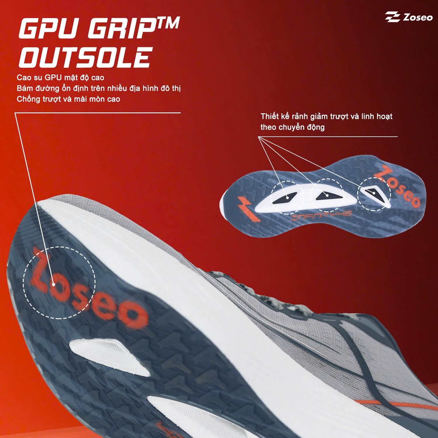 Giày thể thao nam ZOSEO INFINITY 42.XAM