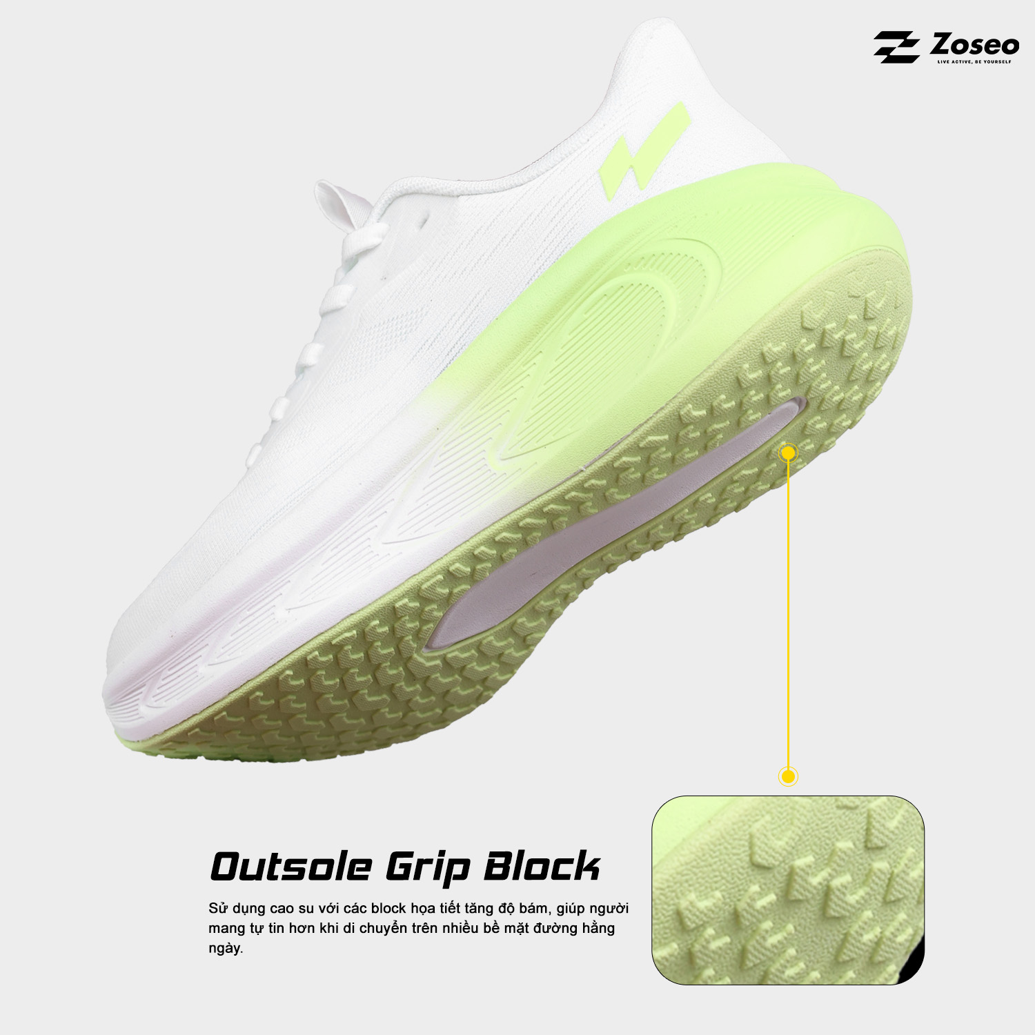 Giày chạy bộ Zoseo Airgo - White Green