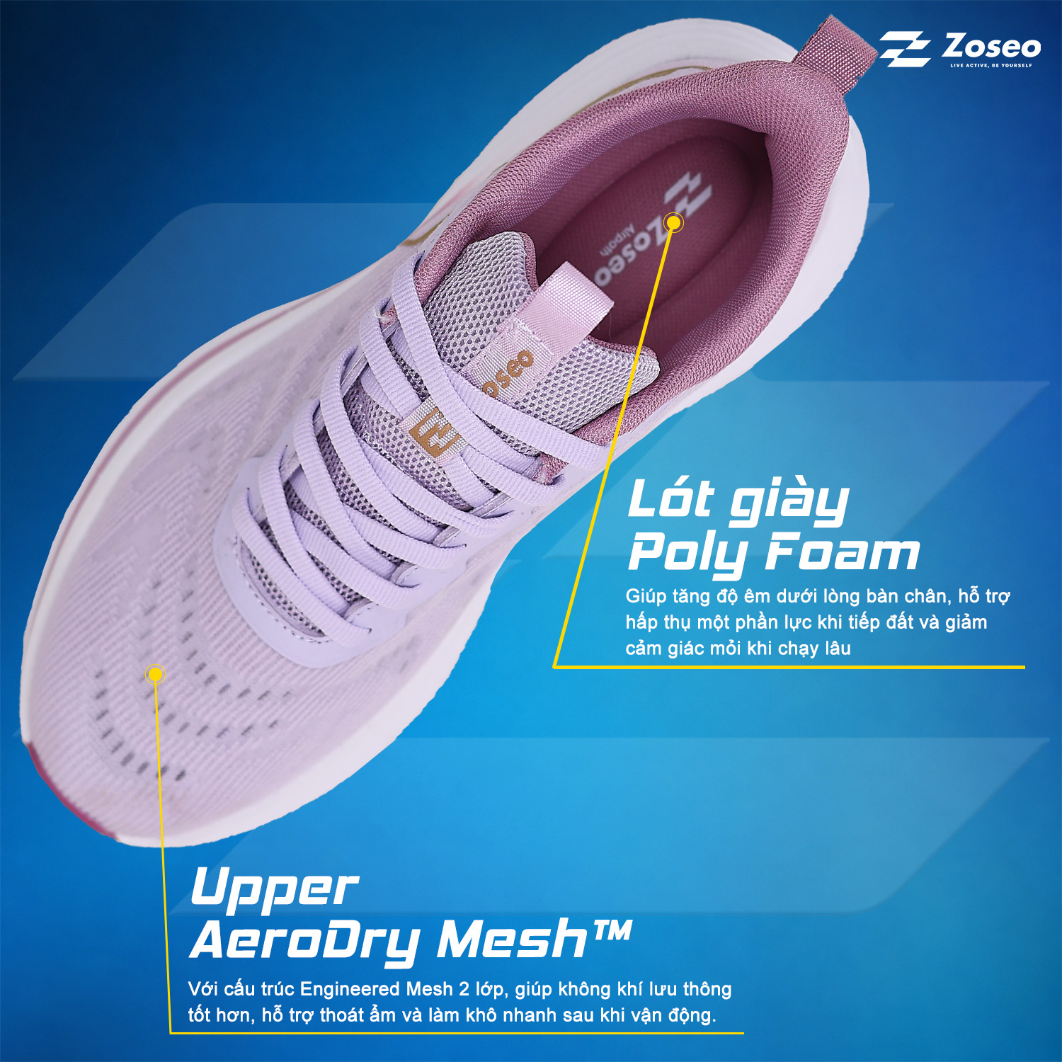 Giày chạy bộ Zoseo Airise - Purple