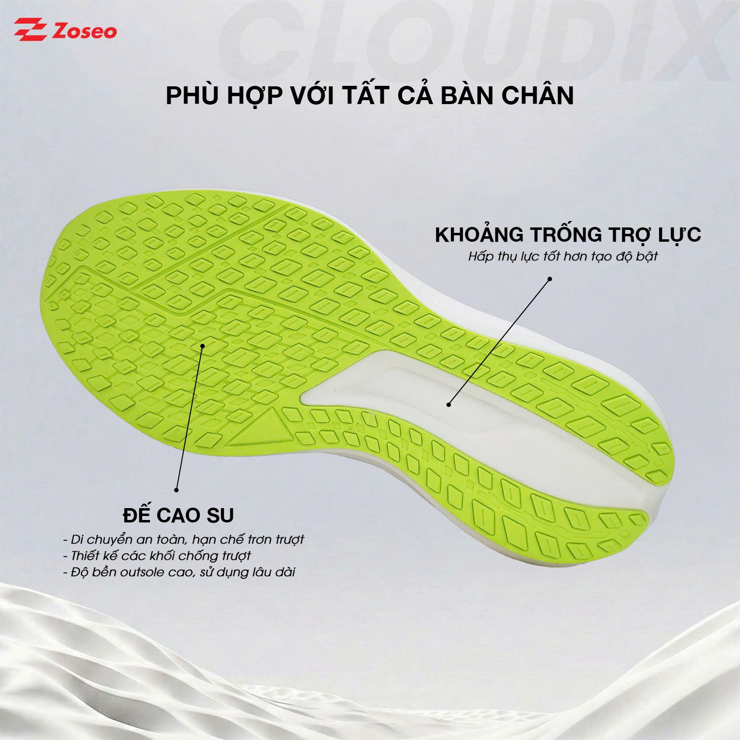 Giày thể thao nữ ZOSEO CLOUDIX.XAM