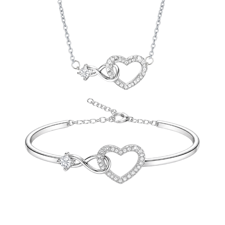 Set vòng cổ và lắc tay INVY cuff trái tim vô cực