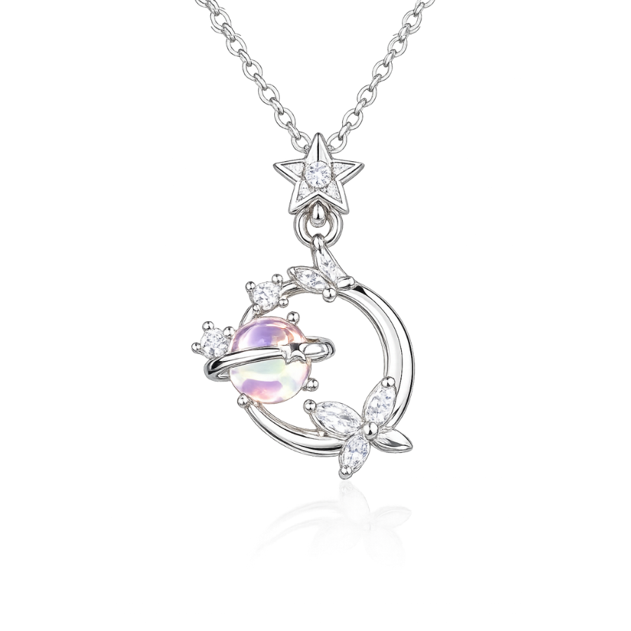 Dây chuyền Fairy đá mặt trăng vũ trụ sao bướm