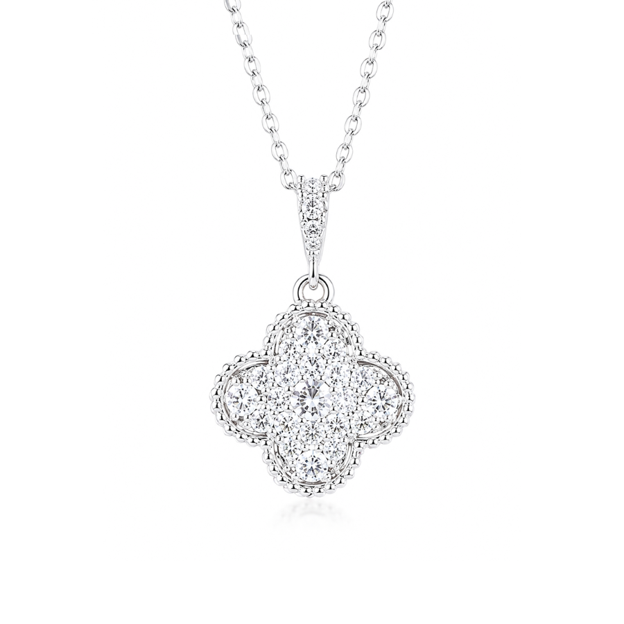 Vòng cổ GLORY cỏ 4 lá đính đá Zircon 5a
