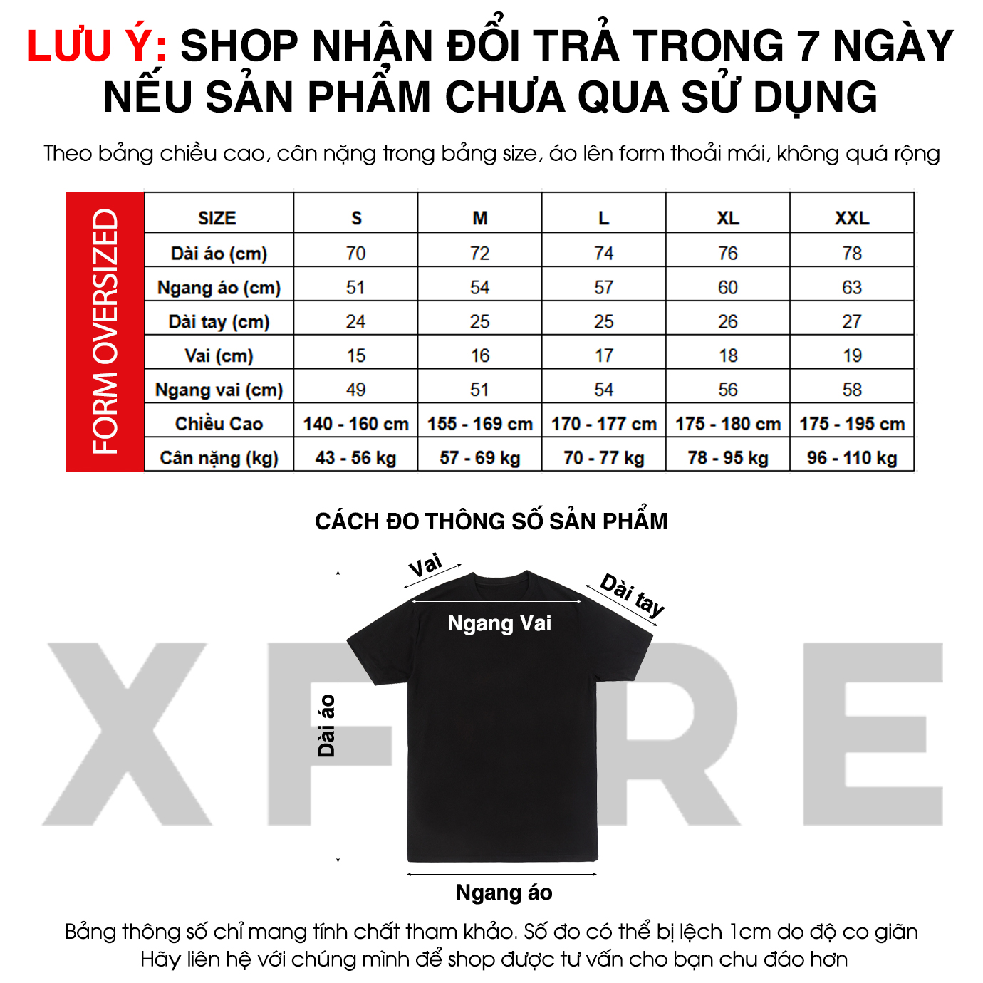 Size guide trong sản phẩm