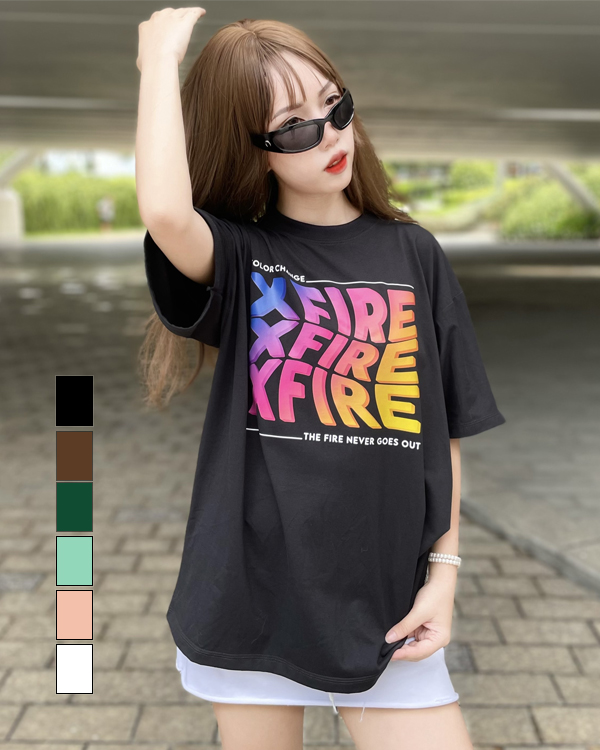 XFIRE COLOR CHANGE PRINTED OVERSIZED TSHIRT