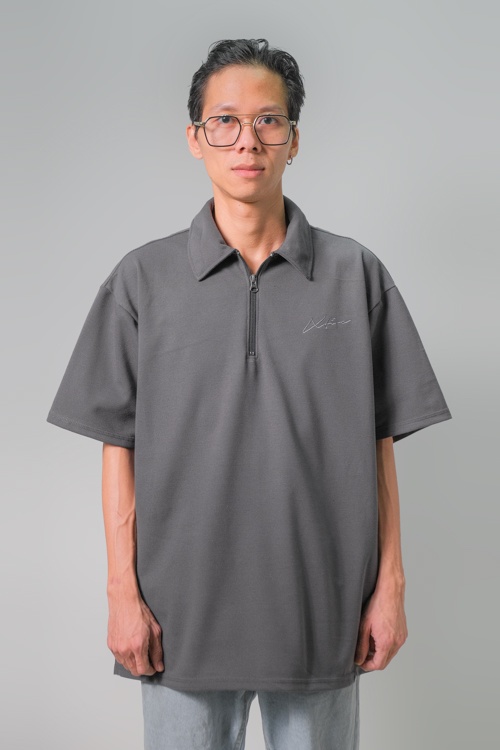 XF DARK GREY OVERSIZED POLO ESSENTIAL