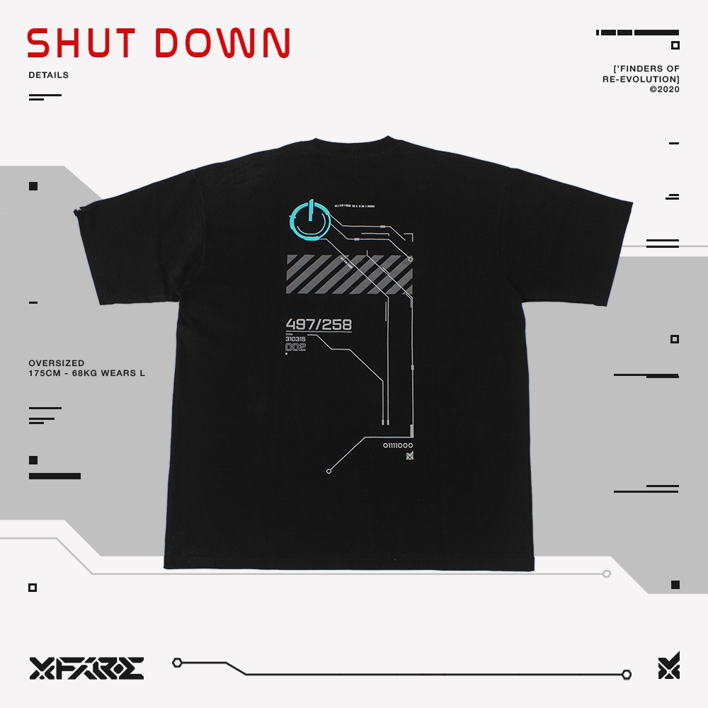 XFIRE SHUT DOWN TSHIRT IN BLACK