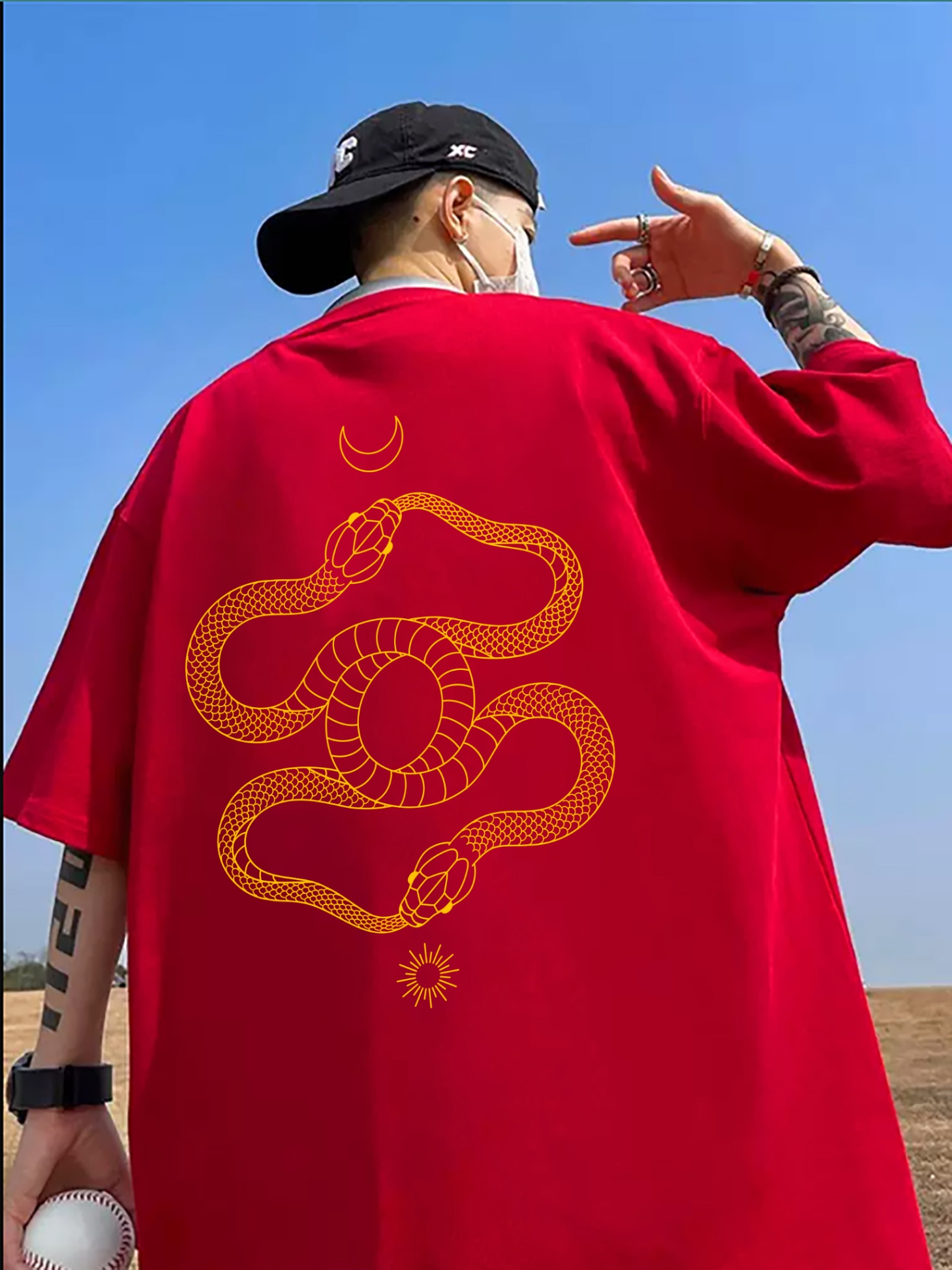 XFIRE YEAR SNAKE THE SUN SNAKE TSHIRT IN RED