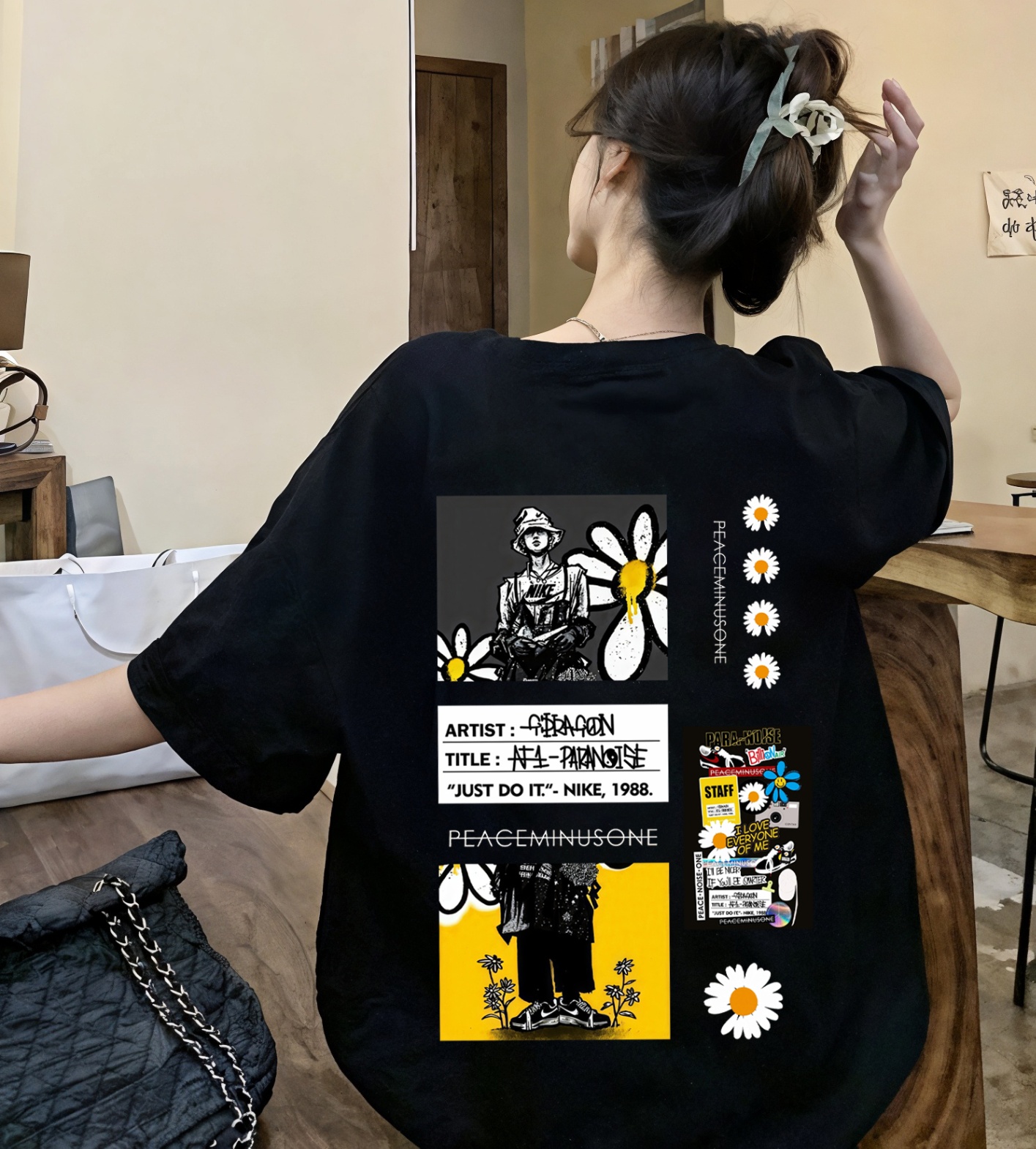 Áo Thun GD Gdragon Peaceminusone 3 Cúc Họa Mi by Xfire Vietnam. Vải 100% Cotton, 2 chiều