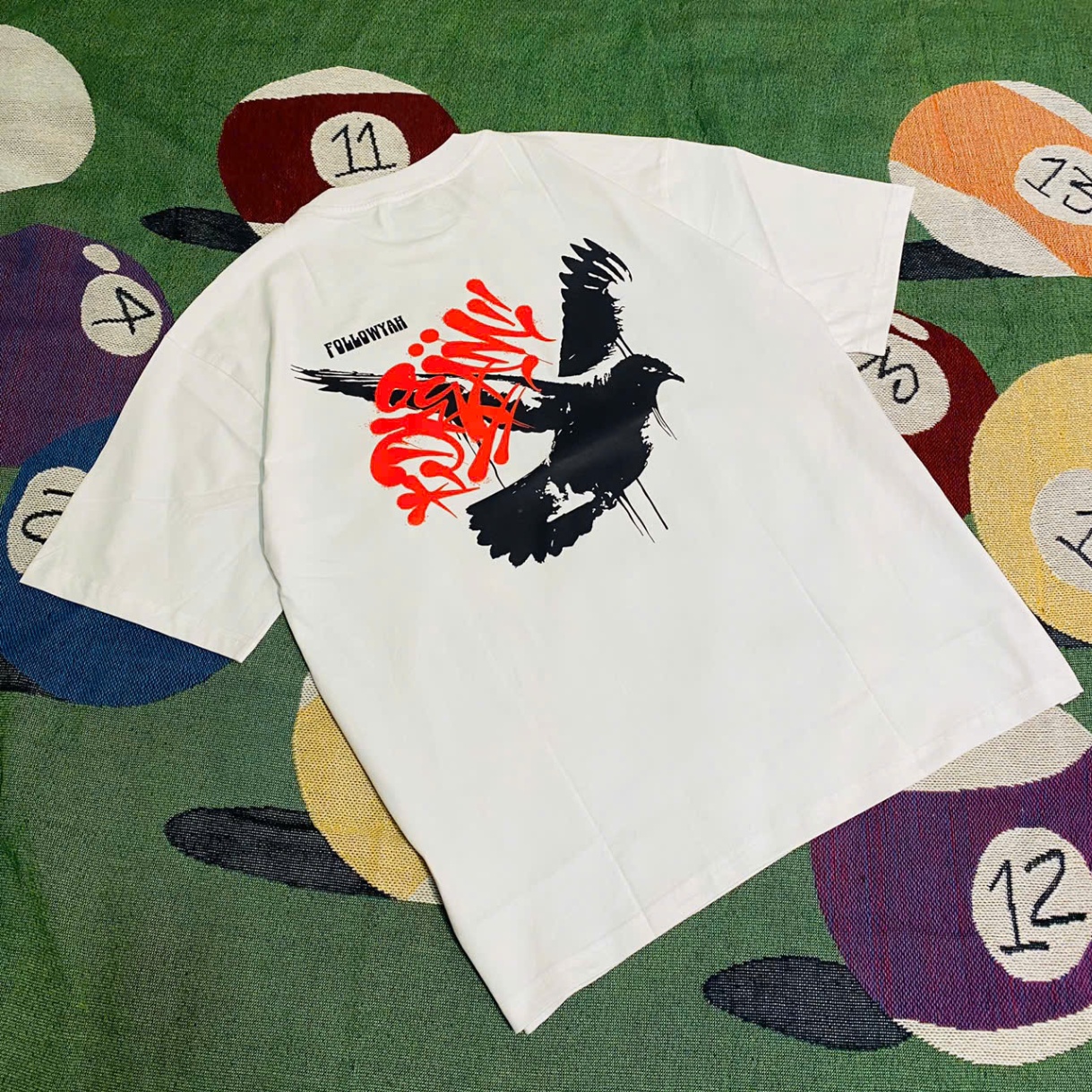 XFIRE OVERSIZED X PIGEON TSHIRT IN BLACK AND WHITE