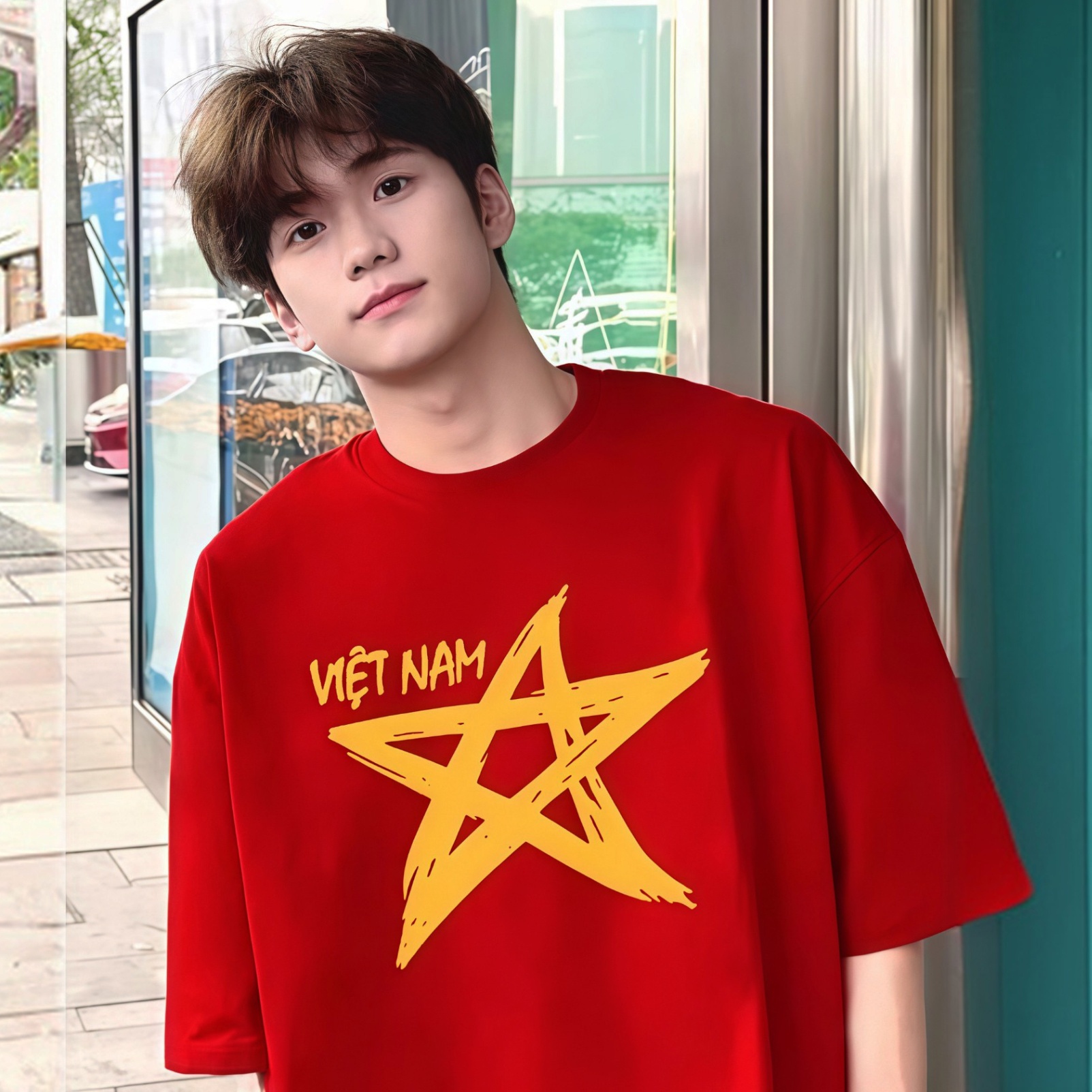 Áo Thun Việt Nam Tay Ngắn In Hình Lá Cờ Việt Nam ATVN18. 100% Cotton Oversized Nhiều Màu