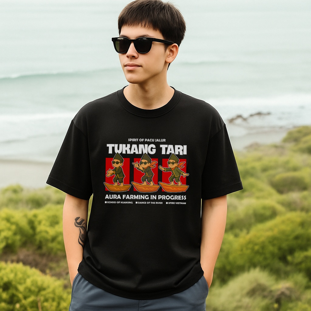 Áo Thun Unisex Tukang Tari, Aura Farming, Pacu Jalur. Form Oversized, Cotton 100% by Xfire Vietnam