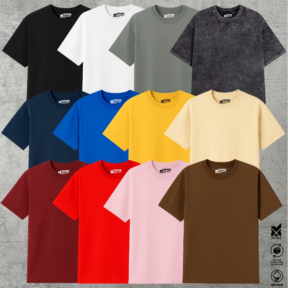 Áo Thun Trơn Unisex Form Rộng Oversized. Cotton 100%, Nhiều Màu, Nam Nữ, Mặc Đẹp, Mát. Xfire Vietnam