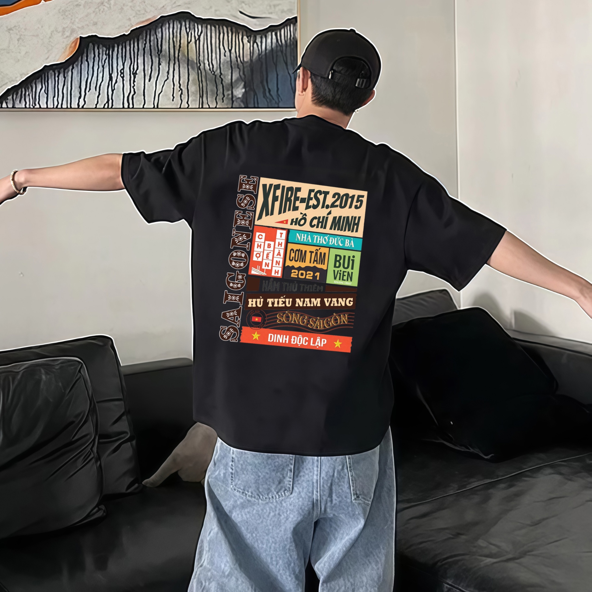 Áo Thun Oversized Sài Gòn Phông Rộng Tay Lỡ Nam Nữ Unisex Cotton thoáng mát du lịch checkin | Xfire Vietnam