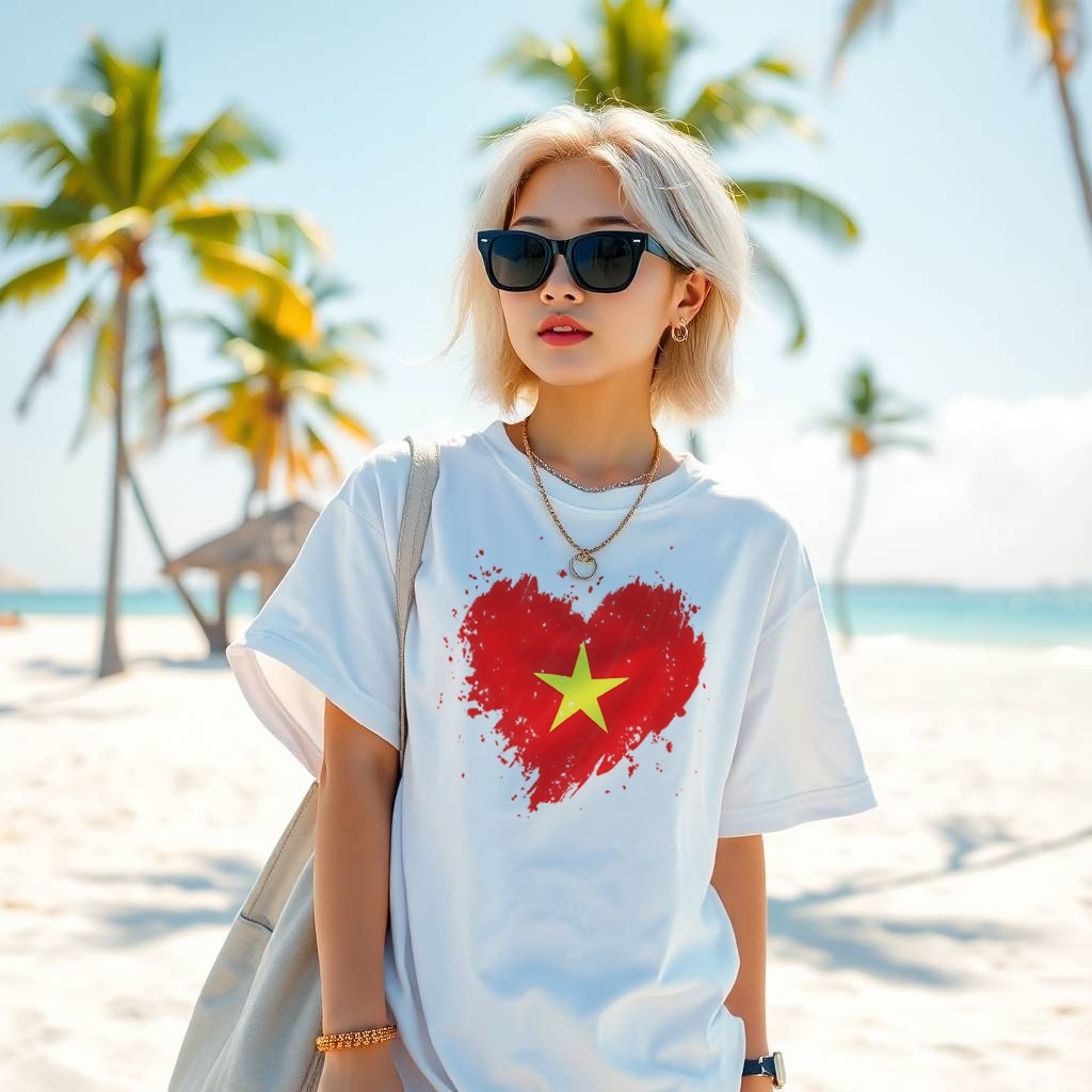 Áo Thun Việt Nam Tay Ngắn. Áo In Cờ Việt Nam Hình Trái Tim ATVN23. 100% Cotton Oversized Nhiều Màu