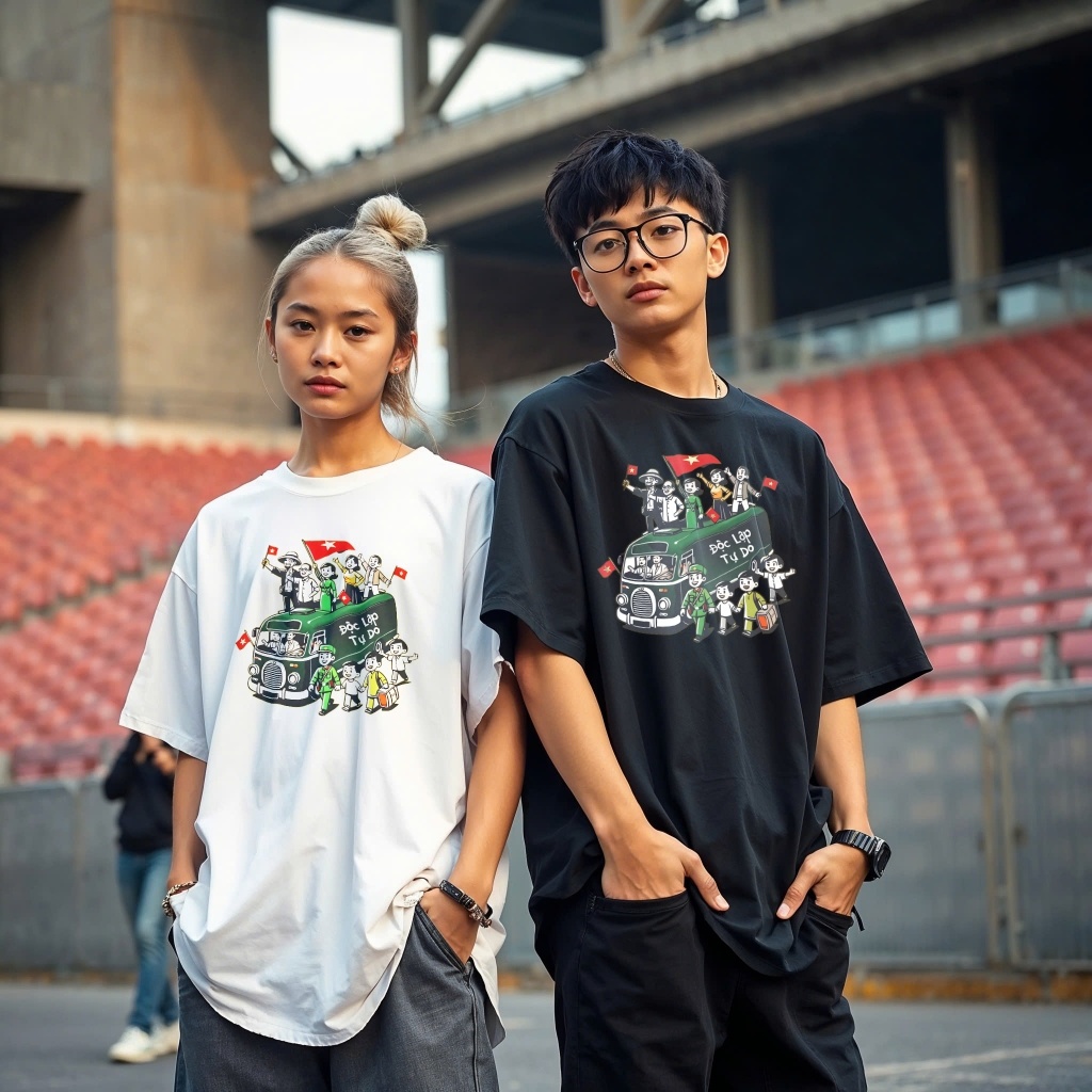 Áo Thun Việt Nam Tay Ngắn In Hình Chuyến Xe Độc Lập Tự Do ATVN05 100% Cotton Oversized Nhiều Màu