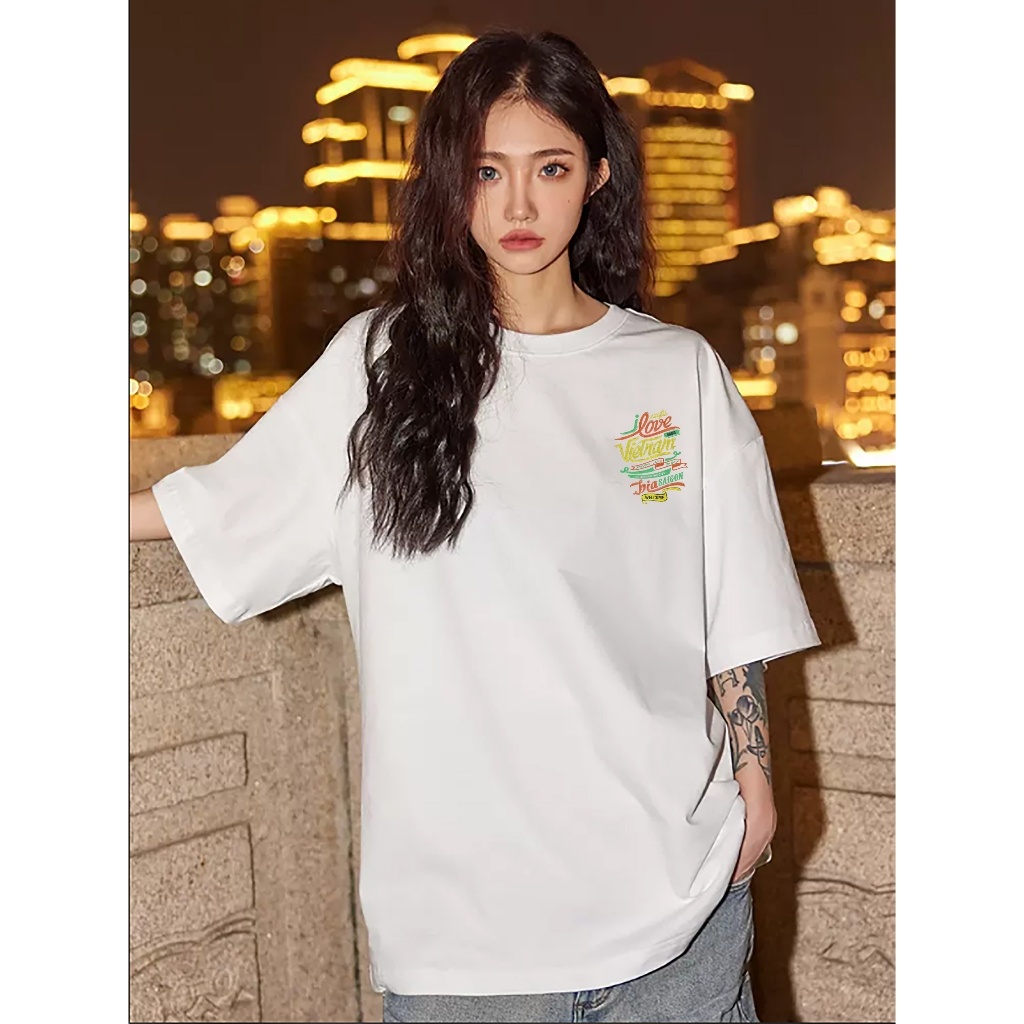 Áo Thun Việt Nam Tay Ngắn In Hình I Love Vietnam ATVN11 100% Cotton Oversized Nhiều Màu
