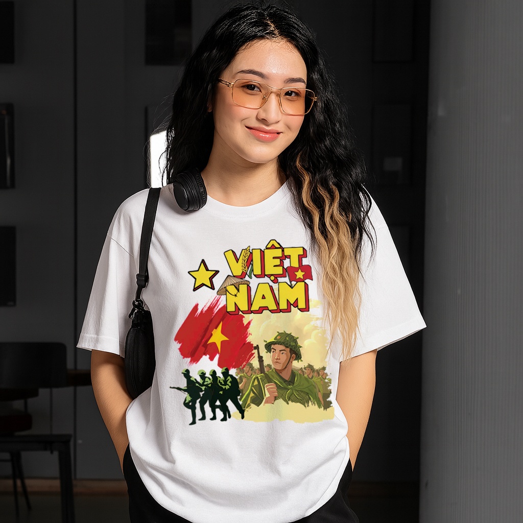 Áo Thun Đỏ In Hình Bộ Đội Việt Nam Phong Cách Vintage Cổ Động, Form Rộng, 100% Cotton. Xfire Vietnam