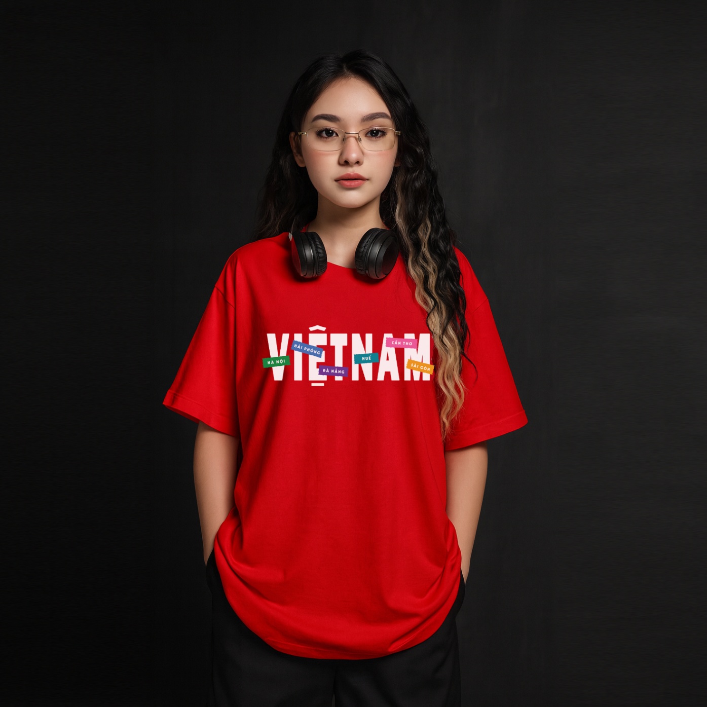 Áo Thun Unisex Form Rộng In Chữ Việt Nam. Vải 100% Cotton, 230gsm, Oversized - Xfire Vietnam
