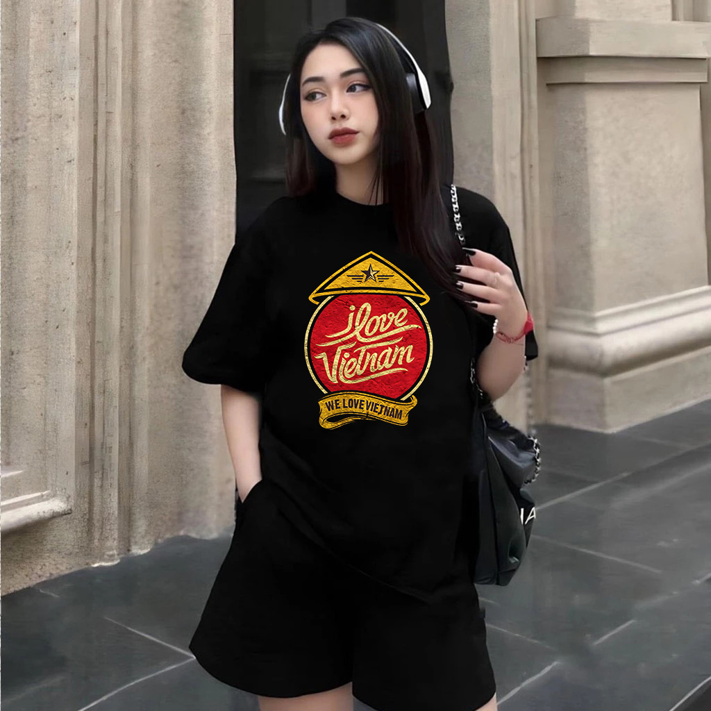 Áo Thun Việt Nam Tay Ngắn In Hình Nón Là We Love Viet Nam ATVN08 100% Cotton Oversized Nhiều Màu