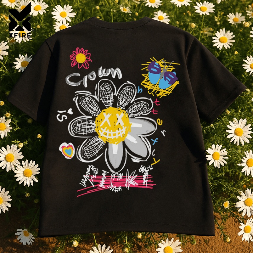 Áo Thun In Hoa Cúc Smiley GD G- Dragon. 100% Cotton, Form Oversized, Nhiều Màu. By Xfire Vietnam