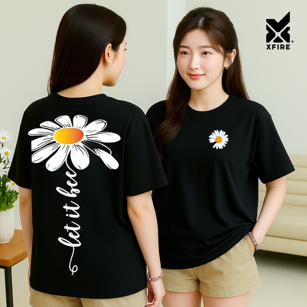 Áo Thun Unisex Hoa Cúc Let It Be Form Oversized. Vải 100% Cotton Thoáng Mát Nhiều màu By Xfire