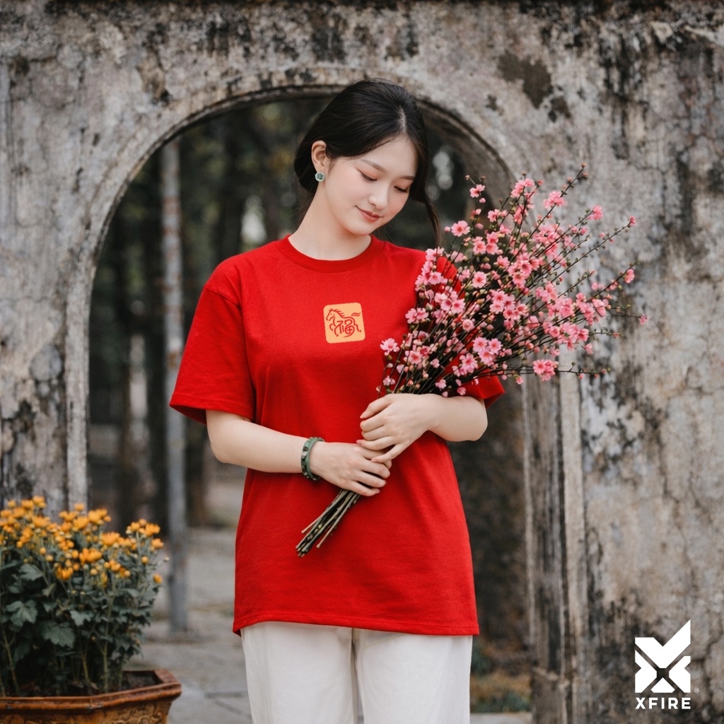 Áo Thun Tết 2026 Mã Đáo Phúc Lai ATET12 Năm Bính Ngọ Nam Nữ Cotton 100% Oversied Xfire Vietnam