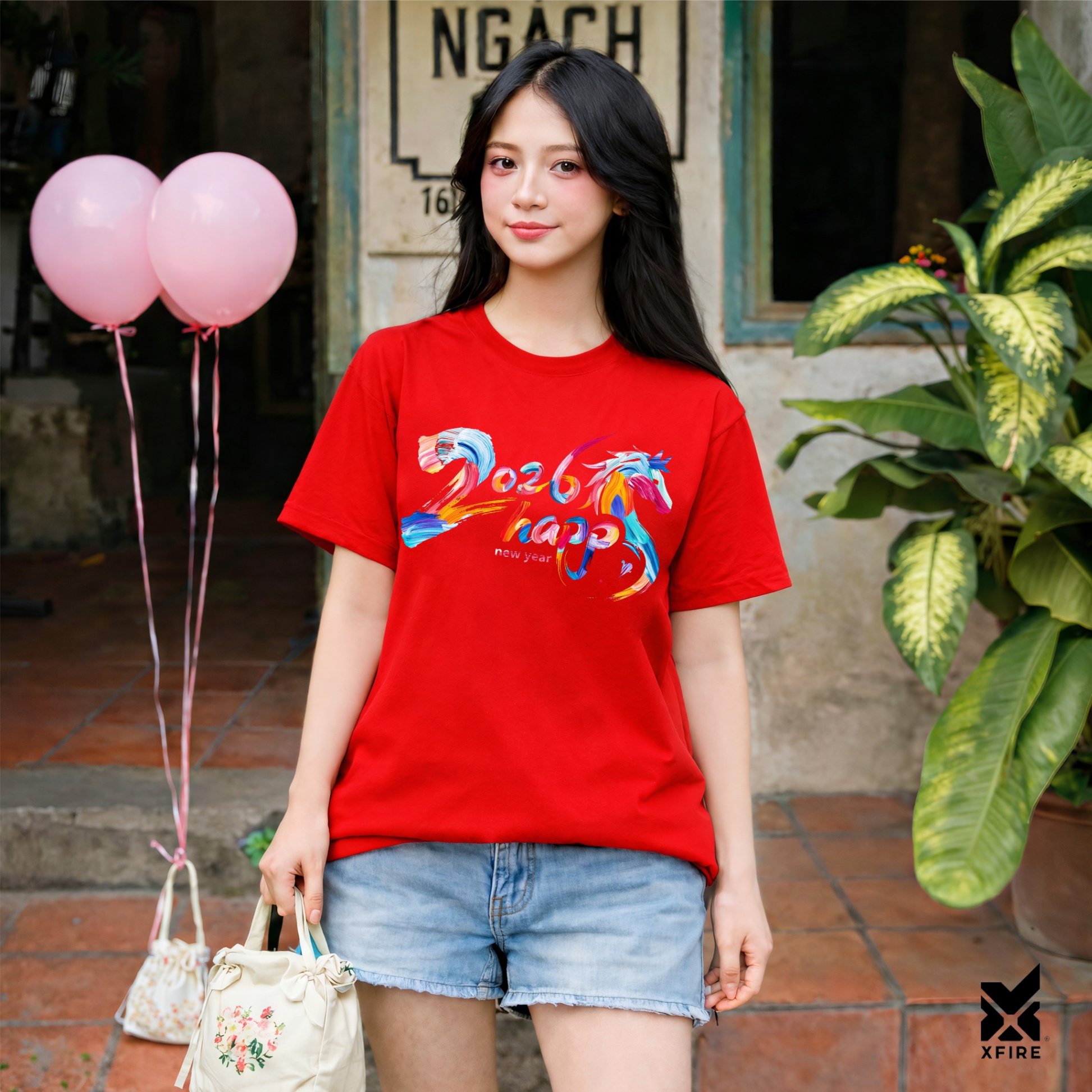 Áo Thun Tết 2026 Paint Your Luck Nam Nữ ATET10. Oversized Form Rộng Cotton 100% 2 Chiều Xfire Vietnam