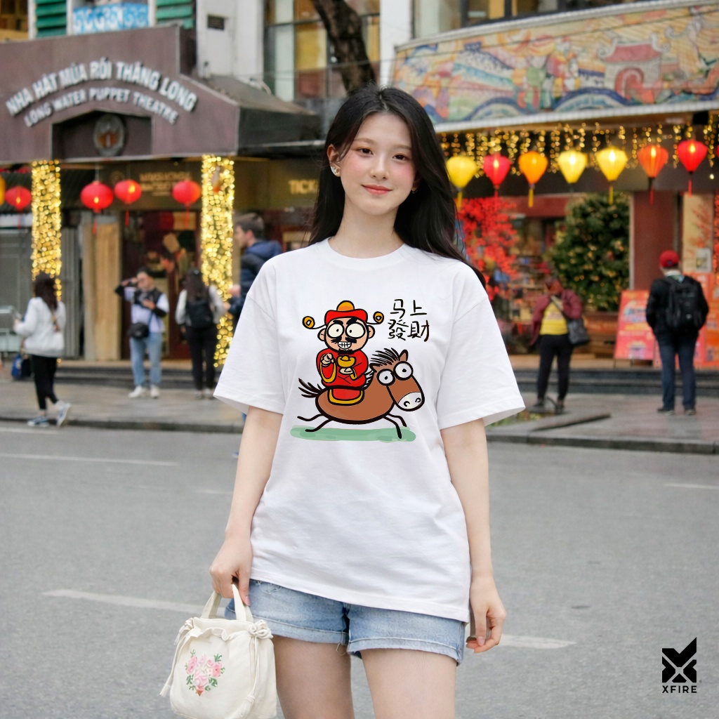 Áo Thun Tết 2026 Bính Ngọ Mã Thượng Phát Tài ATET13 Nam Nữ Unisex OversizedCotton 100% Xfire Vietnam