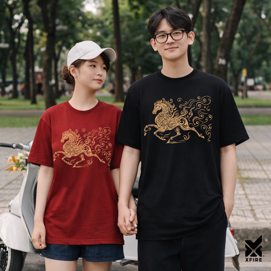Áo Thun Tết 2026 Xuân Phi Mã ATET Bính Ngọ Nam Nữ Unisex Oversized Cotton 100% Xfire Vietnam