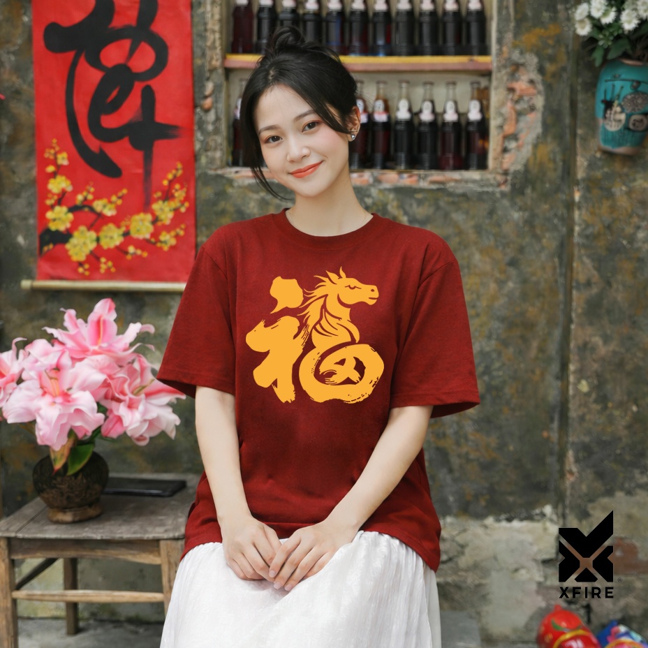 Áo Thun Tết Bính Ngọ 2026 Phúc Mã Hưng Thịnh ATET21 Oversize Unisex 100% Cotton Xfire Vietnam