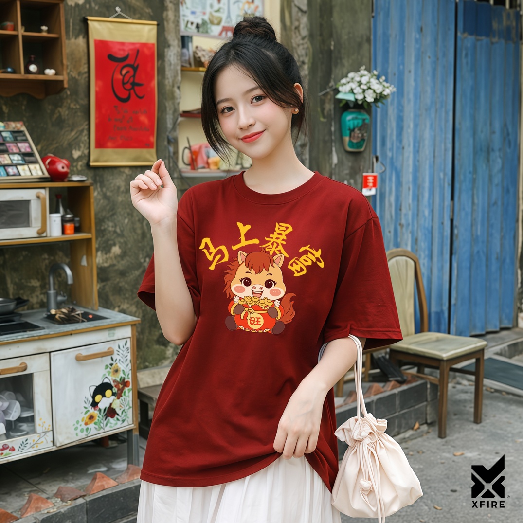 Áo Thun Tết 2026 Mã Đáo Thành Công ATET20 Bính Ngọ Oversize Unisex 100% Cotton Xfire Vietnam