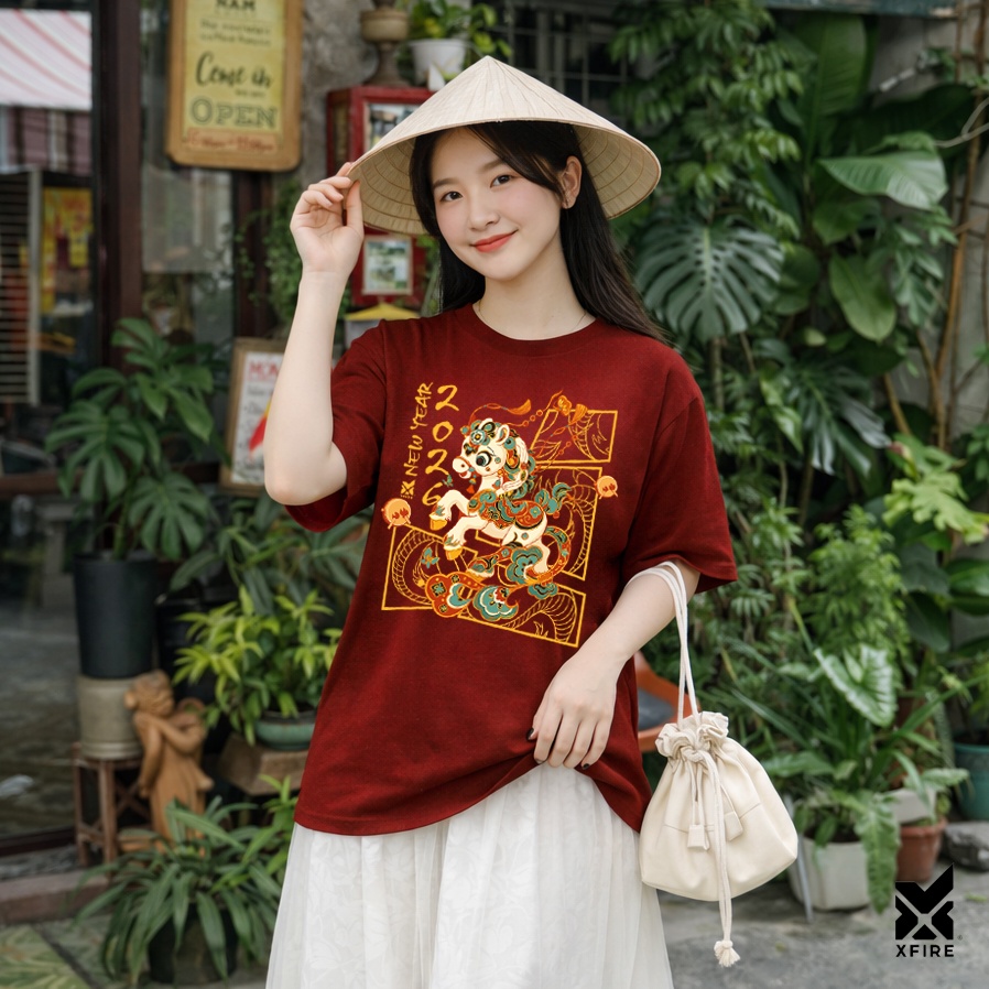 Áo Thun Tết 2026 Joyful Horse Bính Ngọ ATET22 Unisex Cotton 100% 2 Chiều Xfire Vietnam