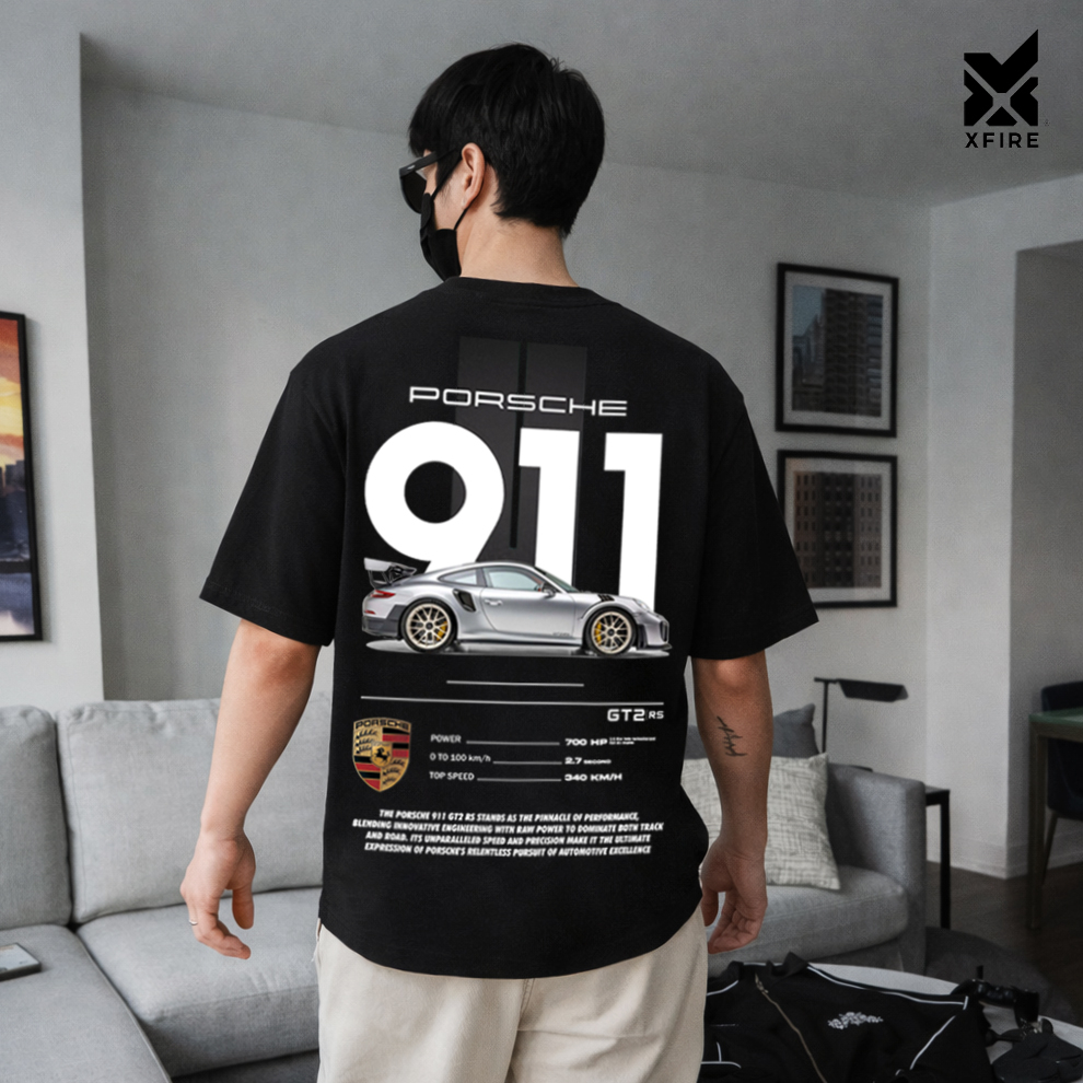 Áo Thun Porsche 911 GT2 RS In Hình Xe Thể Thao Form Rộng Oversized Cotton 100% Unisex Xfire Vietnam