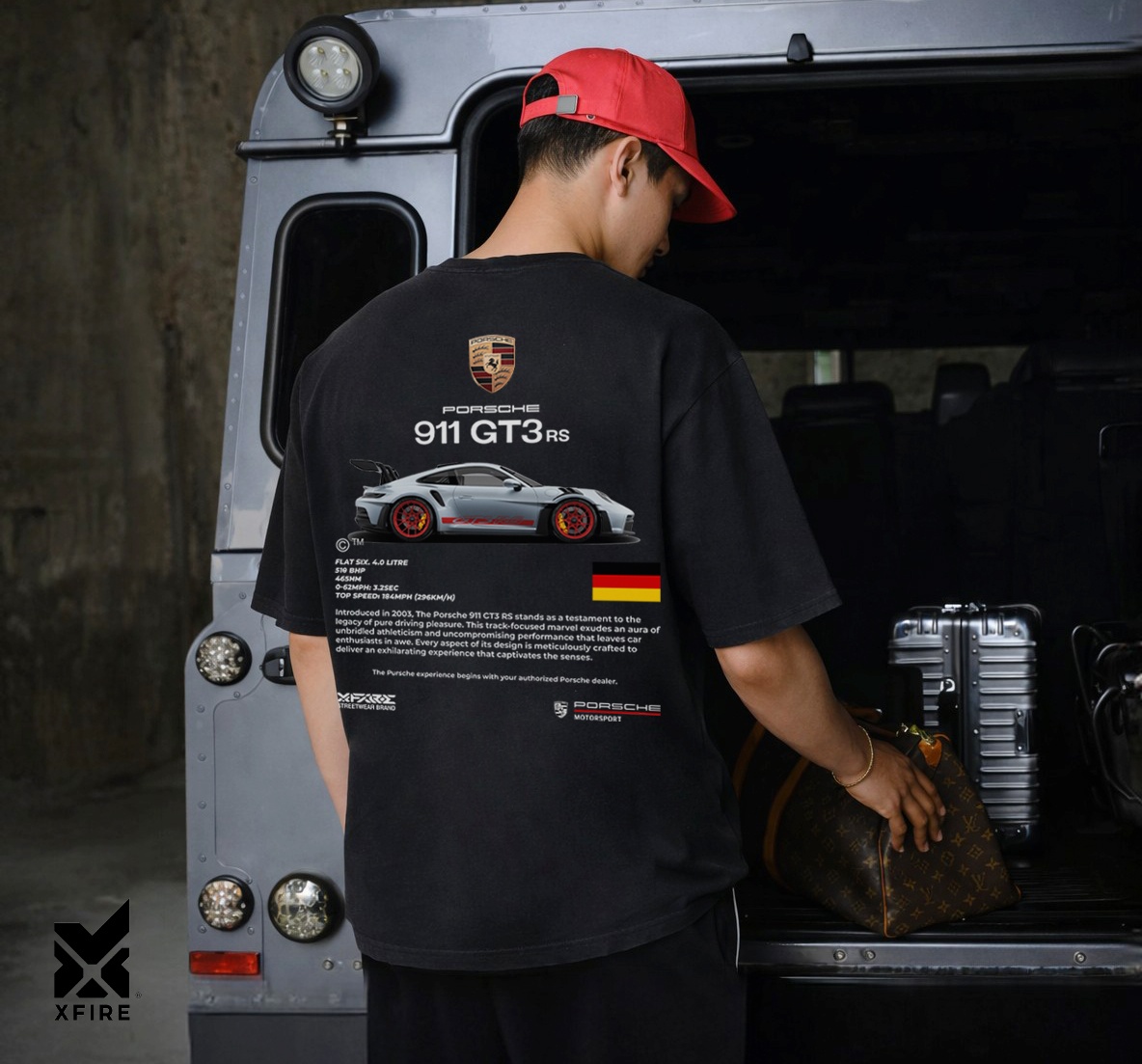 Áo Thun Porsche 911 GT3 RS Logo In Hình Xe Thể Thao Form Oversize Unisex100% Cotton Xfire Vietnam